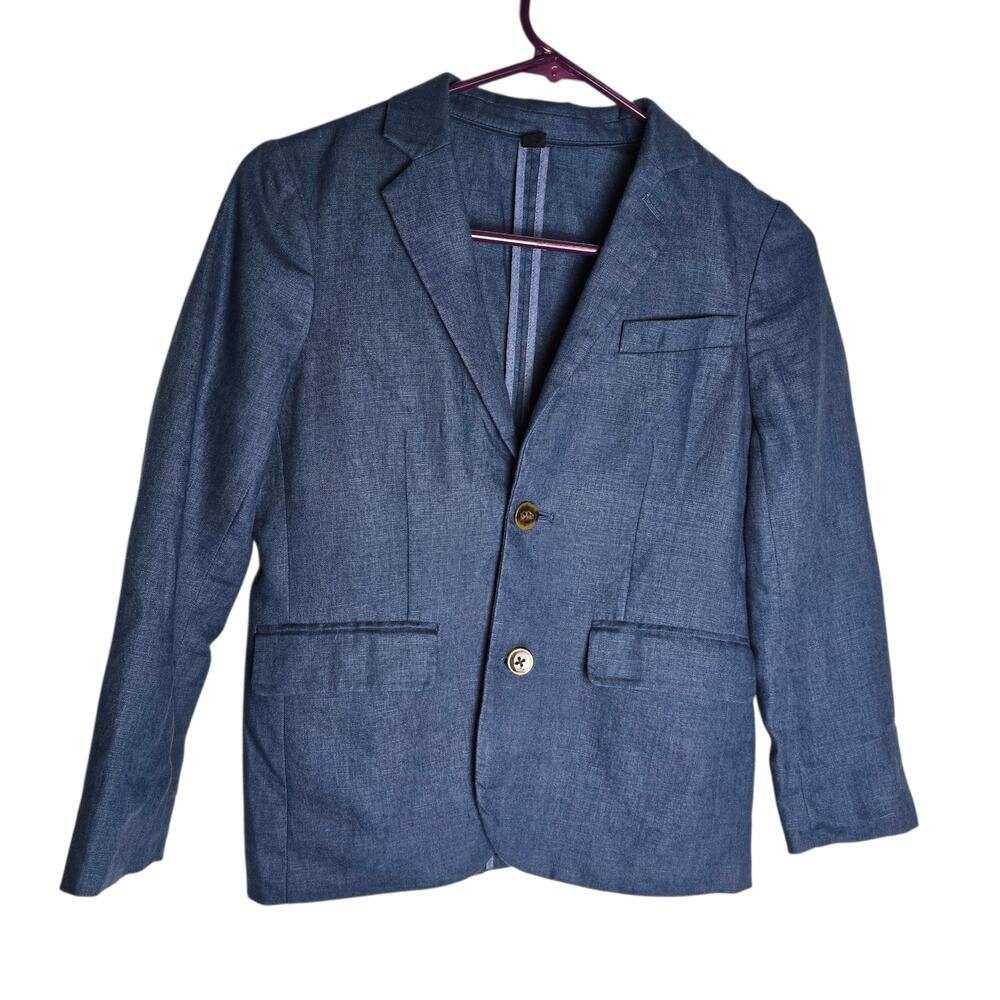 Crewcuts Boys' Ludlow Unstructured Suit Jacket 100% Linen Blue Size 10 J. Crew